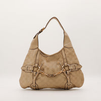 Sac Gucci Hobo mors doré cuir Guccissima taupe vue de face occasion authentique — AMANA Vintage