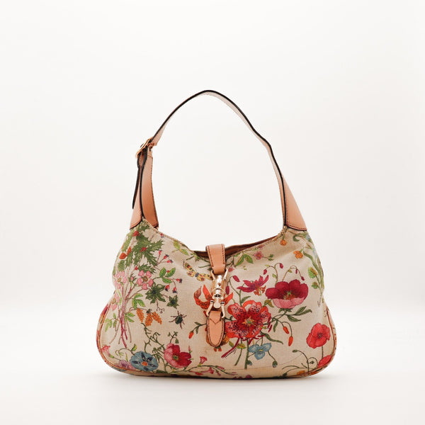 Sac Gucci Jackie toile Flora multicolore vue de face occasion authentique — AMANA Vintage