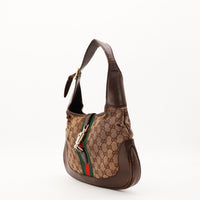 Sac Gucci Jackie vue de trois quarts cuir marron occasion authentique — AMANA Vintage