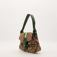 Sac Gucci Hobo Horsebit vue de trois quarts cuir vert occasion authentique — AMANA Vintage