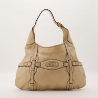 Sac Gucci Hobo Horsebit cuir beige vue de face occasion authentique — AMANA Vintage