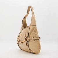Sac Gucci Hobo Horsebit cuir beige vue latérale occasion authentique — AMANA Vintage