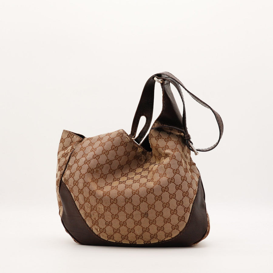 Sac Gucci Hobo GG toile monogrammée beige vue de face occasion authentique — AMANA Vintage