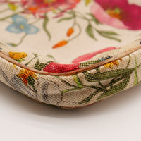 Detail coin avant toile fleurie Gucci Jackie Flora occasion authentique — AMANA Vintage