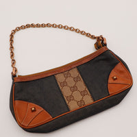 Pochette Gucci denim posée chaîne dorée occasion authentique — AMANA Vintage