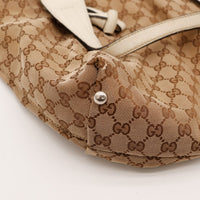 Detail coin inférieur toile percée Gucci Tote Bag occasion authentique — AMANA Vintage
