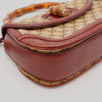 Détail coin inférieur Gucci Tote Bella Bambou légers frottements — AMANA Vintage