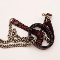 Bandoulière amovible cuir tressé bordeaux et chaîne argentée Gucci Tote Bella Bambou — AMANA Vintage