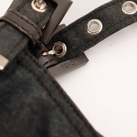 Détail curseur zip et attache cuir Fendi Hobo noir — AMANA Vintage