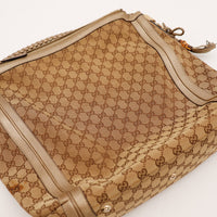 Hobo Bambou Gucci intérieur toile monogrammée détail vue ouverte — AMANA Vintage