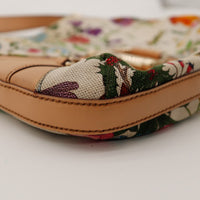 Detail coin inferieur droit Gucci Jackie Flora cuir naturel — AMANA Vintage