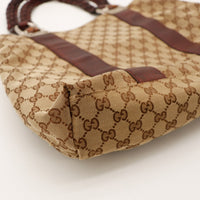 Detail coin inferieur Tote Bag Bambou Gucci toile GG — AMANA Vintage