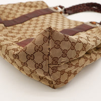 Detail coin inferieur angle Tote Bag Gucci canvas beige marron — AMANA Vintage