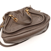 Vue de dessus du sac Chloé Paraty cuir grainé marron — AMANA Vintage