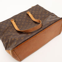 Détail base cuir et anses Louis Vuitton Cabas Mezzo occasion authentique — AMANA Vintage
