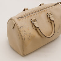 Détail griffures et traces cuir Épi ivoire Louis Vuitton Speedy 30 — AMANA Vintage