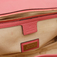 Vue dessus rabat Tote Bag Bambou Gucci cuir rose — AMANA Vintage