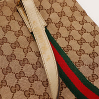 Detail anses cuir ivoire decoloration Tote Web Gucci occasion — AMANA Vintage