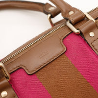 Detail cuir marron anses et zip Gucci Boston Web occasion — AMANA Vintage