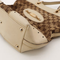 Detail coin lateral Gucci Tote Horsebit cuir ivoire traces — AMANA Vintage