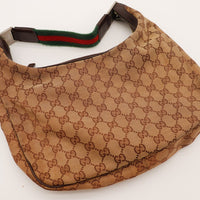 Détail fermoir plaque Horsebit émaillée Hobo Web Gucci occasion — AMANA Vintage
