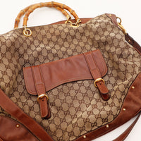 Détail poche avant cuir Tote Bag Bambou Gucci — AMANA Vintage