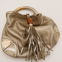 Gucci Indy Hobo détail pompons frangés et bambou doré — AMANA Vintage