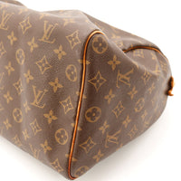 Vue fond angle Louis Vuitton Speedy 40 coins toile Monogram — AMANA Vintage