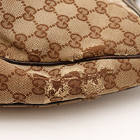 Détail coins inférieurs Hobo Web Gucci effilochures canvas — AMANA Vintage