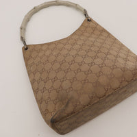 Hobo Bambou Gucci détail anse bambou laqué et attaches argentées — AMANA Vintage