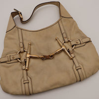 Sac Gucci Hobo Horsebit posé à plat cuir beige occasion authentique — AMANA Vintage