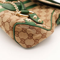 Détail liseré cuir vert Gucci Hobo Horsebit occasion authentique — AMANA Vintage