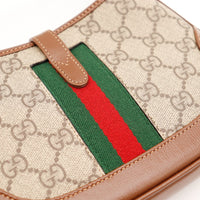 Détail intérieur toile monogrammée et bande Web Gucci Jackie 1961 Mini — AMANA Vintage