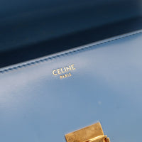 Intérieur Celine Triomphe bleu inscription Celine Paris cuir lisse — AMANA Vintage