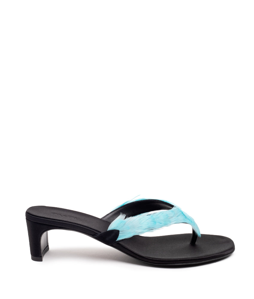 BEUYS FEATHER SATIN IN CYAN AND BLACK
