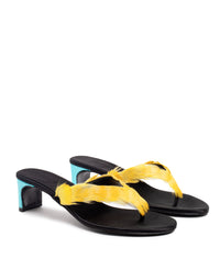 BEUYS FEATHER SATIN IN CYAN, BLACK AND YELLOW