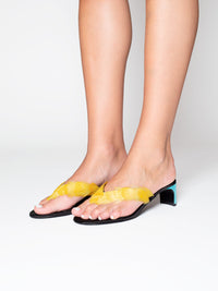 BEUYS FEATHER SATIN IN CYAN, BLACK AND YELLOW