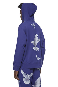 FREEDOM DOVES PERSIAN BLUE HOODED SWEATER