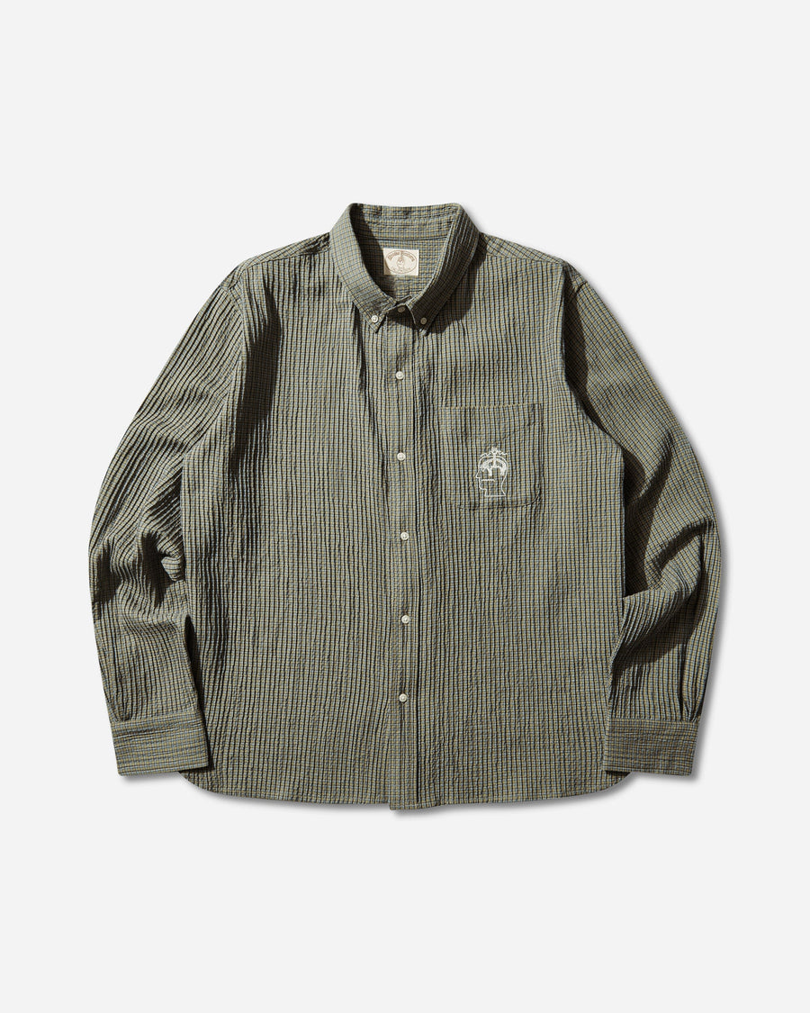 Brain Dead Bbc Check Oxford Button Up Shirt Green Shirts Longsleeve Shirt F25T24O04604 Green