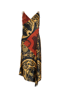 Regenerated Silk & Ornament Jewelry Cocktail Dress