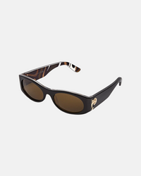 Oval Sunglasses with Printed Temples