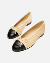 Ballerines Agneau Beige & noir