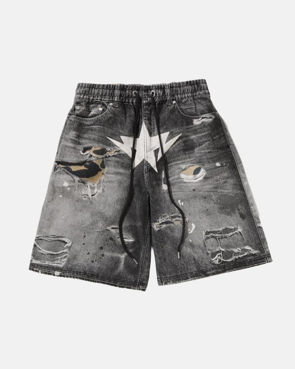 SHORT EN JEAN RELAXED FIT NOIR