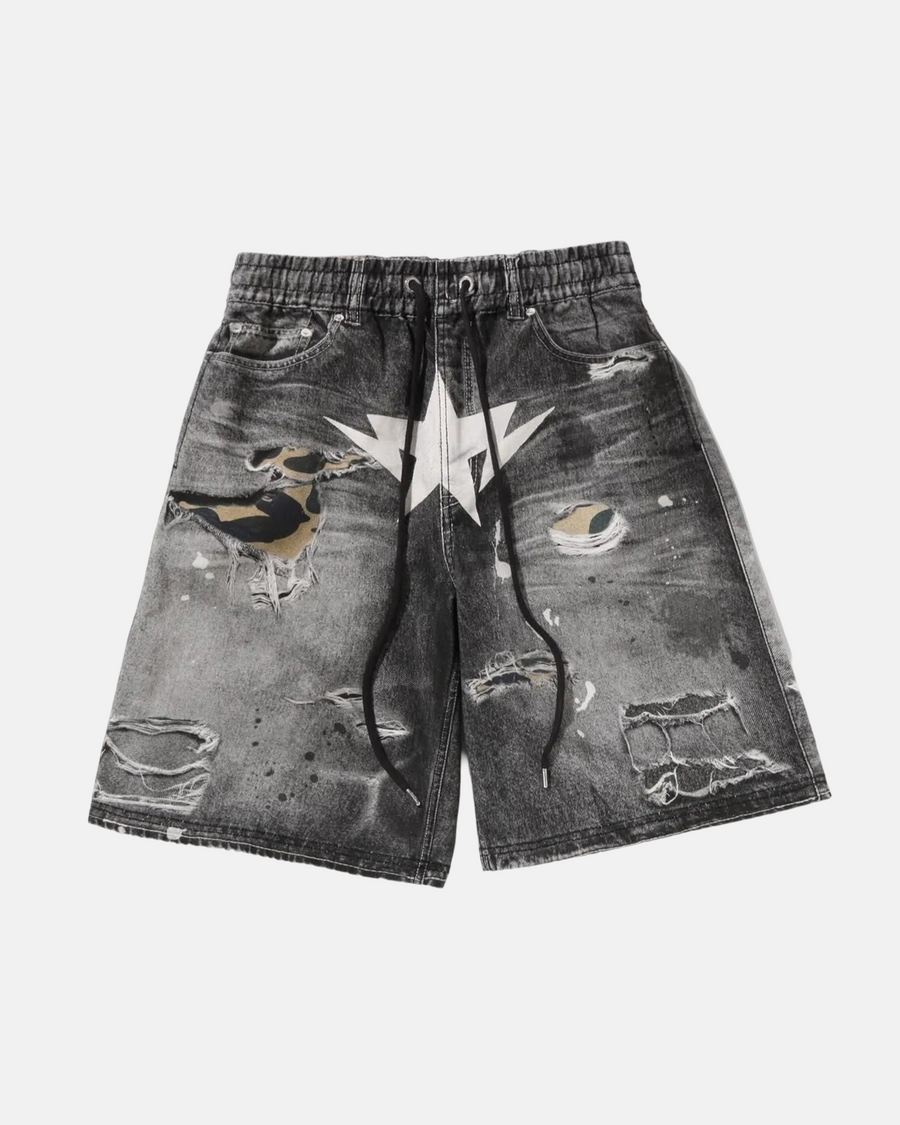 SHORT EN JEAN RELAXED FIT NOIR