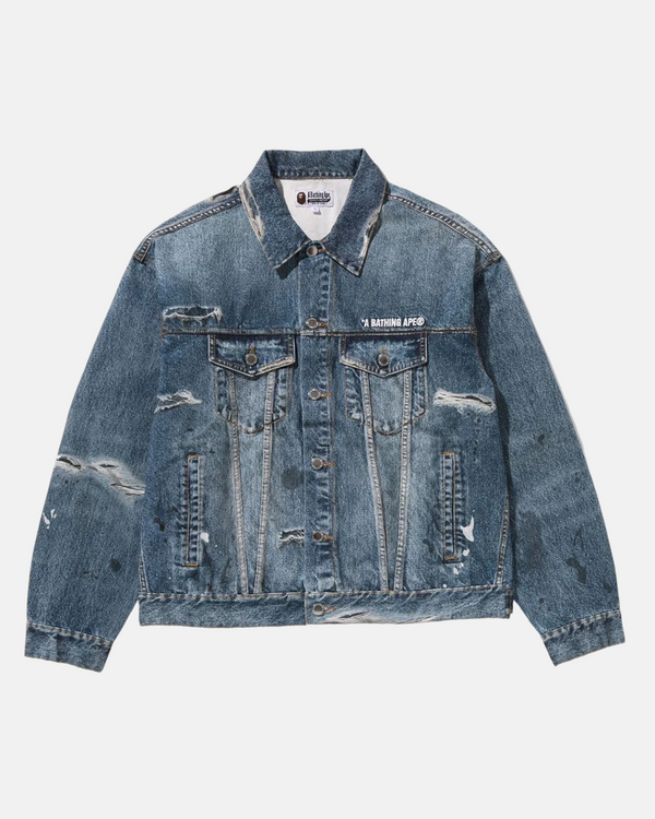 VESTE EN JEAN FAKE PRINT:BLEU JEAN CLAIR