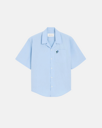 Chemise boxy bleue en coton manches courtes