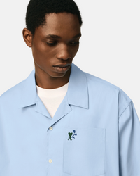 Chemise boxy bleue en coton manches courtes