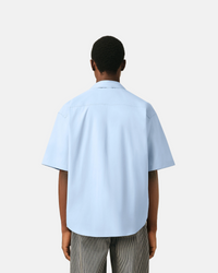 Chemise boxy bleue en coton manches courtes