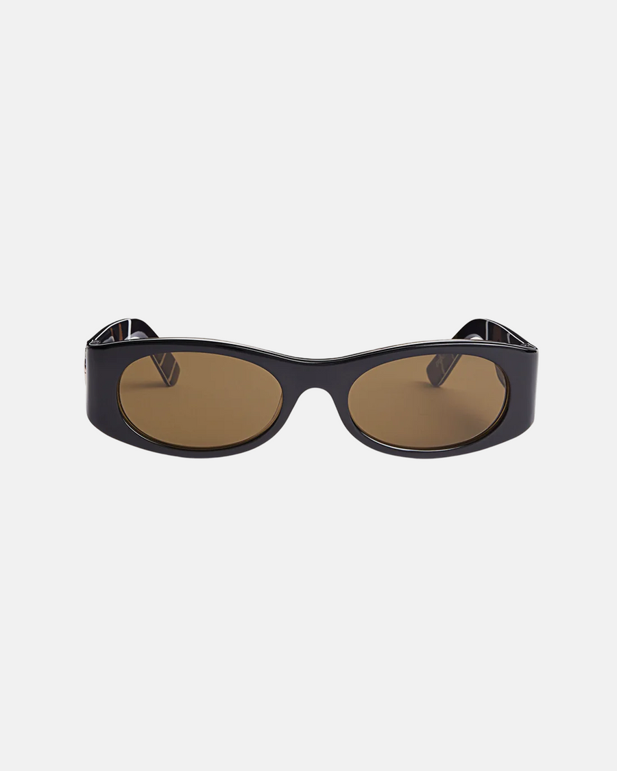 Oval Sunglasses with Printed Temples