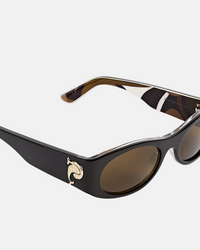 Oval Sunglasses with Printed Temples